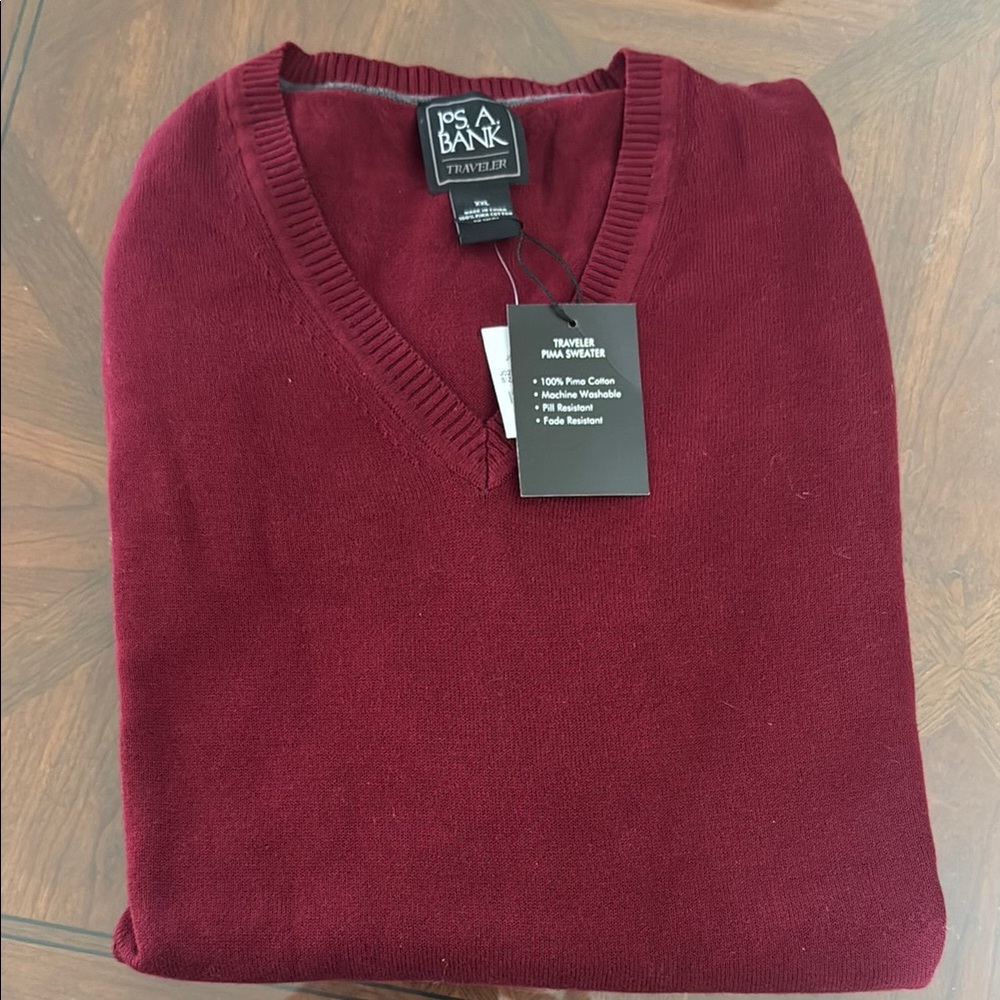 Jos. A. Bank Red V-Neck Sweater
